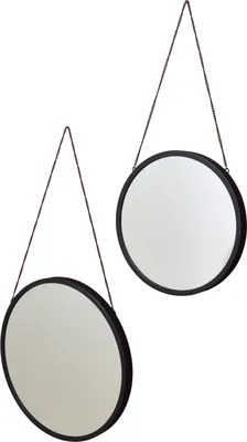 Image de LOFT42 Industry - Lot de 2 miroirs muraux ronds noirs - Métal - Ø45 et Ø35