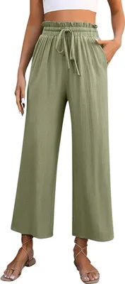 Produktbild von Damen High-Waist-Loungehosen Weite Hosen Business Casual Arbeitskleidung mit Taschen