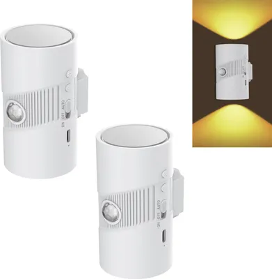Produktbild von 2er-Set Intelligente Led Nachtlicht, Sensor-Wandleuchte, USB-C Wiederaufladbar, 3-fach Sensor & 4 Helligkeitsstufen für Wohnzimmer Balkon Treppenhaus