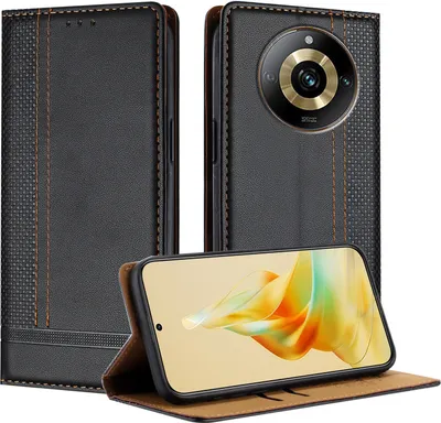 Obrázek produktu pro Pouzdro pro Realme 11 Pro kožené flipové pouzdro s funkcí stojánku černé