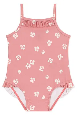 Productafbeelding van Petit Bateau badpak voor baby meisjes, model A0cu7, roze/wit, maat 24 maanden
