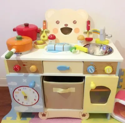 Produktbild von 360Home Kinderküchenspielzeug Großer Bär Küche Spielzeugküche Holz
