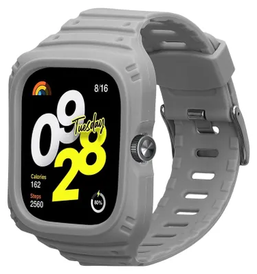 Produktbild von kwmobile Sportarmband kompatibel mit Xiaomi Redmi Watch 4 - Armband TPU Silikon für Fitnesstracker - mit Schutz Bumper Grau