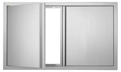 Obrázok produktu pre Prístupové dvierka na gril VEVOR, 914 x 534 mm, dvojité dvierka na vonkajšiu kuchyňu, dvierka z nehrdzavejúcej ocele na zapustenie, vertikálne nástenné dvierka so zasúvacími kľučkami, pre grilovací ostrovček, grilovaciu stanicu, vonkajšiu skrinku