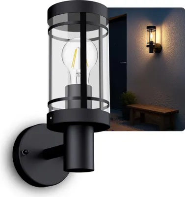 Produktbild von SSC-LUXon MIENTO Wandleuchte außen schwarz IP44 – Laterne Wand Outdoor mit LED 4W warmweiß – Außenlampe für Haustür & Terrasse