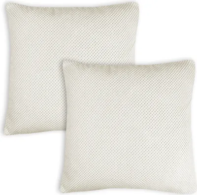 Produktbild von Kissenbezug 2er Set 80x80 cm Creme Dekokissen Kissenhülle Waben Kissen Chenille Webstruktur