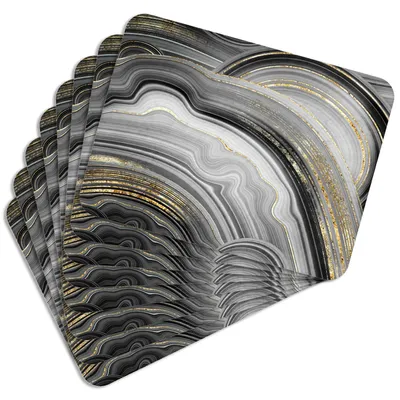 Produktbild von MG Design Set aus 8 Kork-Platzsets - Magma Black - 30 x 40 cm - hitzebeständig & abwischbar, mit Korkrückseite
