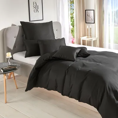 Produktbild von Traumschlaf Uni Lyocell™ Lyocell Bettwäsche 135x200 cm + 80x80 cm anthrazit