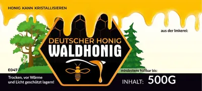 Produktbild von IMKERSHOP Selbstklebende Etiketten für Waldhonig 100 Stück/1 Packung