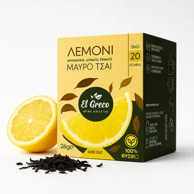 Produktbild von El Greco Schwarzer Tee mit Zitrone 26 g (20 Teebeutel)