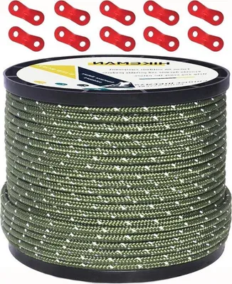 Produktbild von Reflektierendes Schergarn - Nylonseil 4mm olivgrün für Camping