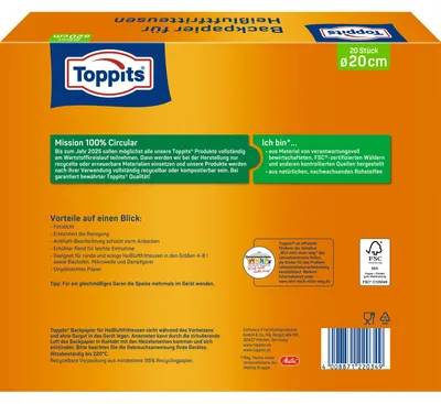 Produktbild von Toppits Backpapier für Airfryer (Ø 20 cm)