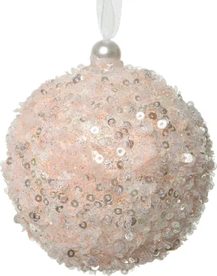 Produktbild von Weihnachtskugeln Kunststoff mit Pailletten 8cm rosa 12er Set