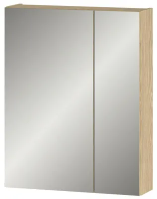 Produktbild von Badezimmer Spiegelschrank mit 60 cm Breite in Eiche, 2-türig mit Steckdose & Schalter - ERICE-140