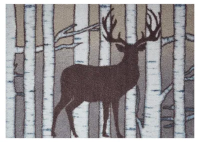 Produktbild von Akzente FEEL Birch Deer Fußmatte, 70x100 cm, kuschelig weich, Latex Rückseite, rutschfest,  EU, PVC-frei, für Badezimmer & Fußbodenheizung