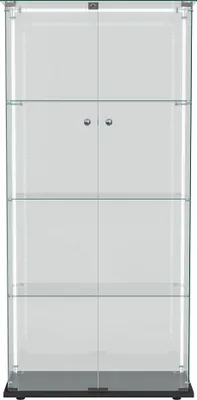 Immagine prodotto di Vetrina in vetro, 4 ripiani, mobile contenitore in vetro su base, vetrina a LED, doppia anta, vetrina per camera da letto e soggiorno, 78,5 x 35 x 163 cm, nero