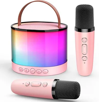 Image de Kit de karaoké pour enfants avec 2 microphones - Bluetooth - Cadeau pour filles - Jeu éducatif - 3 à 12 ans