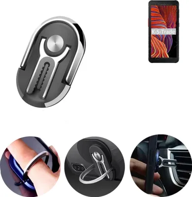 Produktbild von K-S-Trade 3in1 Smartphone-Ring Handy-Ring kompatibel mit Samsung Galaxy XCover 5 Fingerhalterung  Handyring Tischständer Lüftungsgitter-Halterung