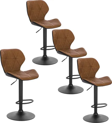 Produktbild von EUGAD 4 x Barhocker, höhenverstellbar und drenbar, aus Kunstleder Metall, Braun