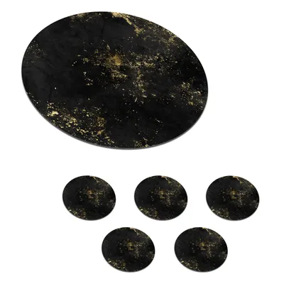 Obrázok produktu pre KitchenYeah® Podložky pod sklo okrúhle, 6 ks zlaté - čierne - abstraktné 10x10 cm podložky pod poháre - podložky pod nápoje - chrániče na stôl - podložky pod poháre na stôl