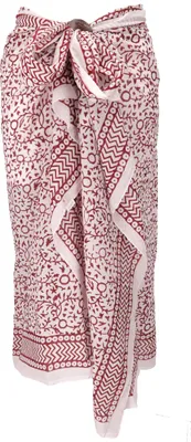 Produktbild von Leichter Pareo Schal, Sarong, Handbedrucktes Baumwolltuch - Farb Kombination 1, Uni, Weiß, Baumwolle, 160*100 cm, Sarongs & Tücher