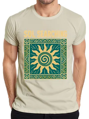 Produktbild von Sol Searching Sonne Tribal Boho Hippie Spirituell Vintage Aztec Herren T-Shirt, Natur, 3XL