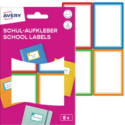 Image de AVERY Zweckform SCHOOL8C Étiquettes AVERY, papier, 44 x 64 mm, cadres colorés