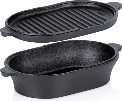 Zdjęcie produktu dla Garnek żeliwny z pokrywką, 2 w 1, 28 x 16 cm, 1,2 l