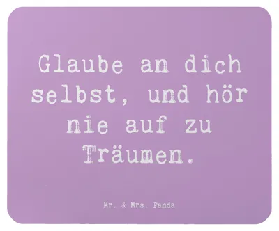 Produktbild von Mr. & Mrs. Panda Mauspad Spruch Glaube an sich selbst - Lavendeltraum - Geschenk, Mousepad, pc, Selbstvertrauen, Lebensfreude, laptop, Motivation, Gefühl, auf zu träumen