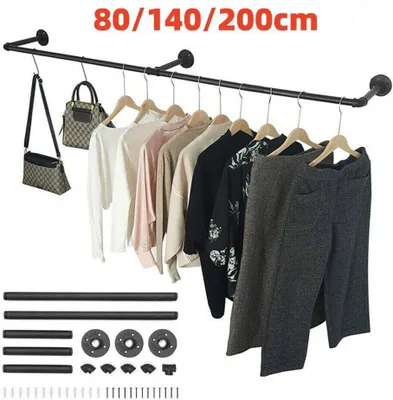 Produktbild von Schwerlast Kleiderstange Garderobenstange Kleiderständer Garderobe Wandmontage,140cm