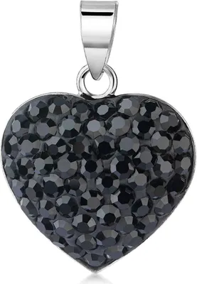 Produktbild von MATERIA by Matthias Wagner Herz Anhänger Silber 925 Damen Kristall schwarz wahlweise mit Kette KA-110