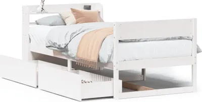 Produktbild von vidaXL Massivholzbett ohne Matratze Weiß 90x200 cm Kiefernholz