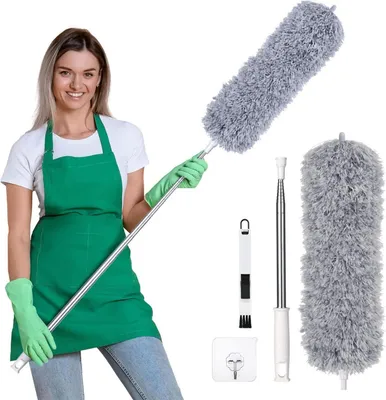 Image de Plumeau télescopique microfibre extra long 2.45m avec brosse de nettoyage