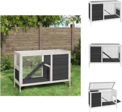 Obrázek produktu pro vidaXL Králíkárna šedá 103x44x69,5 cm z masivního borovicového dřeva - Příbytky a výběhy pro malá zvířata