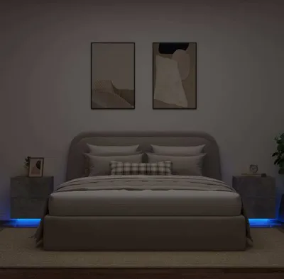 Produktbild von Maison Exclusive - Nachttische mit LED-Leuchten 2 Stk. Betongrau Holzwerkstoff