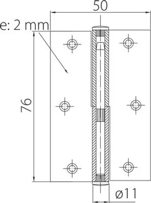 Produktbild von Türscharnier 76x50x2mm geflochten schwarz matt (ZHS32PCB)