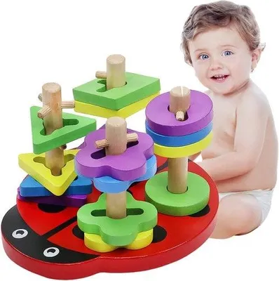 Produktbild von Holzpuzzle Marienkäfer, buntes, entwicklungsförderndes Spielzeug für Kinder ab 1 Jahr