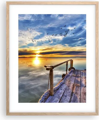 Produktbild von Gerahmtes Poster - Rahmen in heller Eiche - See Brücke - 40x50 cm - Wand Bild - Wanddeko - Wandbilder - Kunstposter - Wandposter - Bilderrahmen - Bilder - Kunstdruck - Wandbild - P2NPA40x50-3963