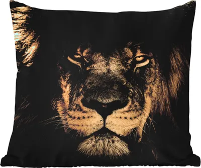 Produktbild von MuchoWow® Outdoor Kissen - Löwe - Tiere - Schwarz - Porträt - 60x60 cm - Wetterfest - Lounge Kissen - Dekoration - Schlaf Kissen