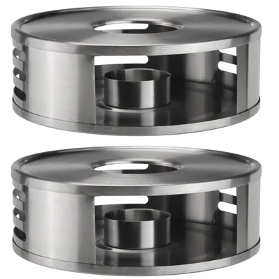 Produktbild von 2er Set Edelstahl Stövchen Inkl. Teelichthalter Teewärmer Speisenwärmer Tee Kaffee Warmhalteplatte Teekanne Kaffeekanne