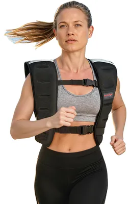 Obrázek produktu pro Zátěžová vesta, hmotnost 8 kg, rozměry 43 cm x 33 cm, prodyšná tkanina, nastavitelné popruhy, reflexní design