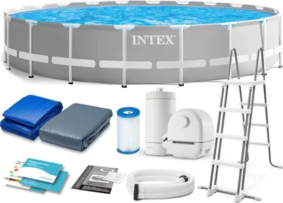 Productafbeelding van Intex 26756NP, 32695 liter, Framezwembad, Geschikt voor kinderen en volwassenen, Inclusief ladder, Blauw, Grijs, 117,8 kg