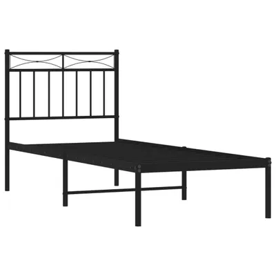 Produktbild von vidaXL Bettgestell mit Kopfteil Metall Schwarz 80x200 cm