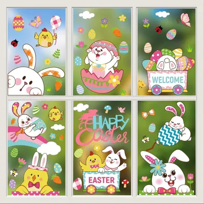 Produktbild von Fensterbilder Ostern 9 Blätter PVC Selbstklebend Wiederverwendbar Kinderzimmer Deko