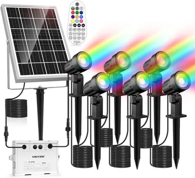 Solar-RGB-Spots 6er-Set, 10 Farben, IP66, mit Fernbedienung