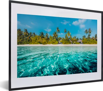 Produktbild von MuchoWow® MuchoWow® Gerahmtes Poster Strand - Palmen - Meer 40x30 cm - Poster mit zchwarzem Bilderrahmen - Bilderrahmen - Poster im Rahmen