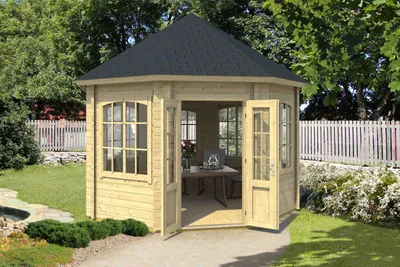 Produktbild von Lasita Maja Pavillon / Outdoorküche Jamaica Schwedenrot, Farbe:schwedenrot, Dachform:Achteckiges Dach