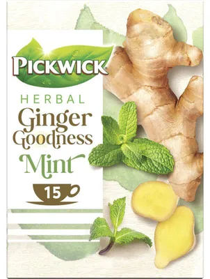 Obrázok produktu pre Pickwick Ginger Goodness, bylinný čaj s mätou a zázvorom, 15 vrecúšok, 26 g - Arómický čaj so zázvorom