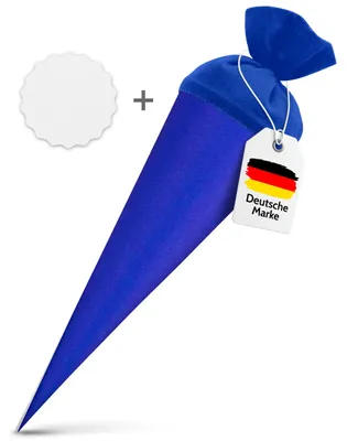Produktbild von itenga Set Blau Schultüte Rohling 70 cm rund + Namensschild Stern (Motiv 195)