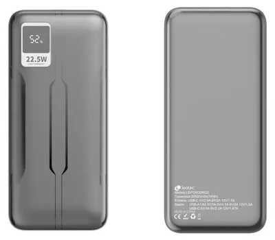 Produktbild von Leotec LEPOW20W22K, 20000 mAh, Lithium Polymer (LiPo), Power Delivery 3.0, Quick Charge 3.0, Schwarz